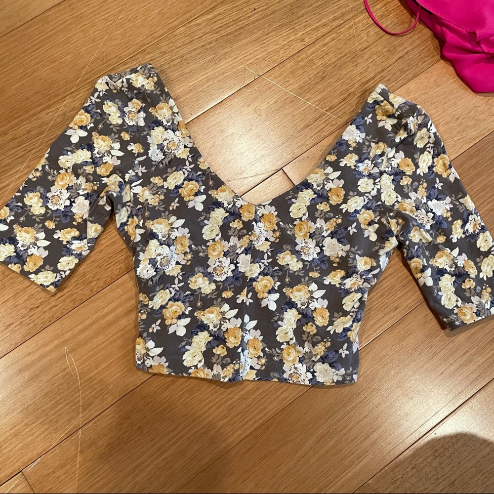 Free People Floral Bandage Cross back Crop Top S